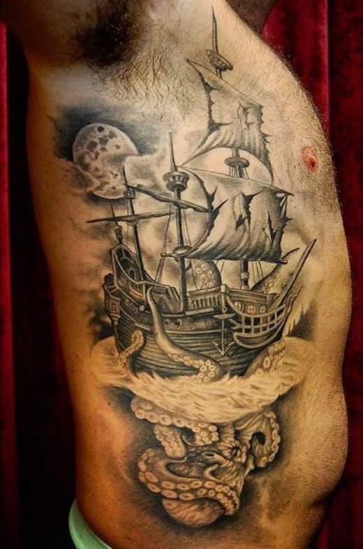95+ Beste Piratenschiff Tattoo Designs & Bedeutungen – Masters of the Seas (2018