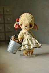 Artist Teddy Bear toy artist rabbit bunny toy home decor toy Stuffed bunny rabbit toy Stuffed animal toy teddy ooak collectible animal toy
