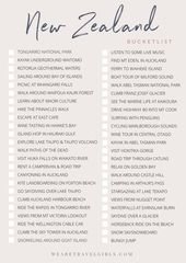 New Zealand Bucketlist