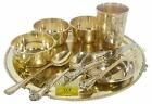 SHIV SHAKTI ARTS Handmade Pure Brass Luxury Thali Set Consist of 10 Pieces (1