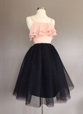 Straightforward Prom Dress, two piece black tulle homecoming gown Saloni Dresses