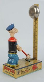 Chein Tin Litho Wind-Up Popeye Heavy Hitter Toy – marked 1932 King Features Synd…