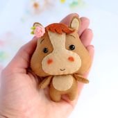 Felt baby horse toy sewing PDF pattern, Cute farm animal, Felt foal digital instant download tutorial, Baby crib mobile toy