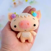 Felt baby pig toy sewing PDF pattern, Cute farm animal, Felt piglet digital instant download tutorial, Baby crib mobile toy