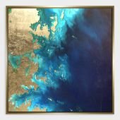 Gold Leaf Land & Sea Print Framed Wall Art: Blue – Medium by World Market