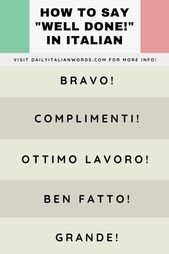 How to Say “Well done” in Italian