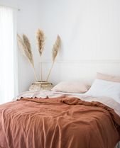 Ultra luxurious 100% pure French linen quilt cover in Desert Rose