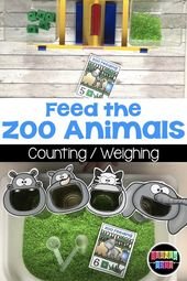 Zoo Feeding Counting / Weighing Cards for Sensory Bin