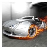 Supercar in Flames 1.92m x 1.92m Textured Matte Peel & Stick Wall Mural East Urb…