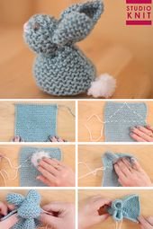How to Knit a Bunny from a Square with Video Tutorial