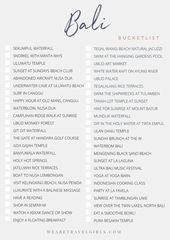 Bali Bucketlist Laden Sie unsere kostenlose Bali Checkliste herunter und helfen Sie bei der P…