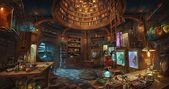 HD wallpaper: artwork, fantasy art, steampunk, room, laboratories | Wallpaper Fl…