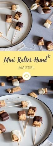 Kalter Hund im Mini-Format mit dreierlei Schokoguss