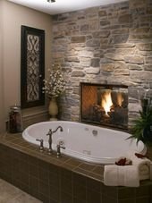60 Master Bathrooms with a Fireplace (Photos)