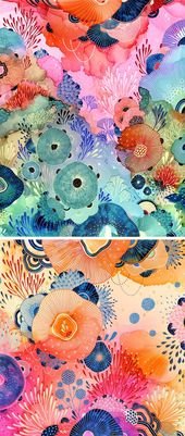 Artist Paints Imaginary Ecosystems Bursting With Colorful Flora and Fauna