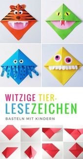 Lesezeichen basteln: Monster Lesezeichen falten mit Kindern