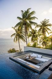 Use the proximity of the pool to the cliff- thin edging makes the water look end…