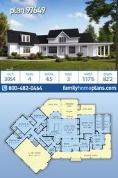 Southern Farmhouse Plan #97649 with 4 Beds, 4.5 Baths, Great Outside Space and Walk-out Basement