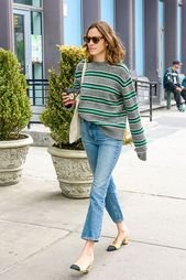 Alexa Chung looks cool in stripes as she steps out in New York