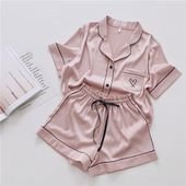 Pajamas for Women Silk Home Wear Short Sleeve Loungewear