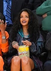 Rihanna shows off her long legs at Lakers game