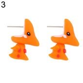 Cartoon Hippo Dog Penguin 3D Animal Cute Soft Ear Studs Women Earrings Jewelry – Red