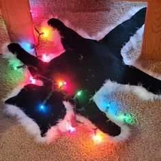 Cute Fried Cat Plush Carpet with Lights,Cat Blanket Area Rug Children Room Rug Fluffy Cat Rugs for Christmas Holiday Party Home Bedroom Decor (Without Batteries) (Colorful Light)