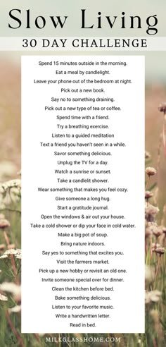 Free Slow Living Challenge